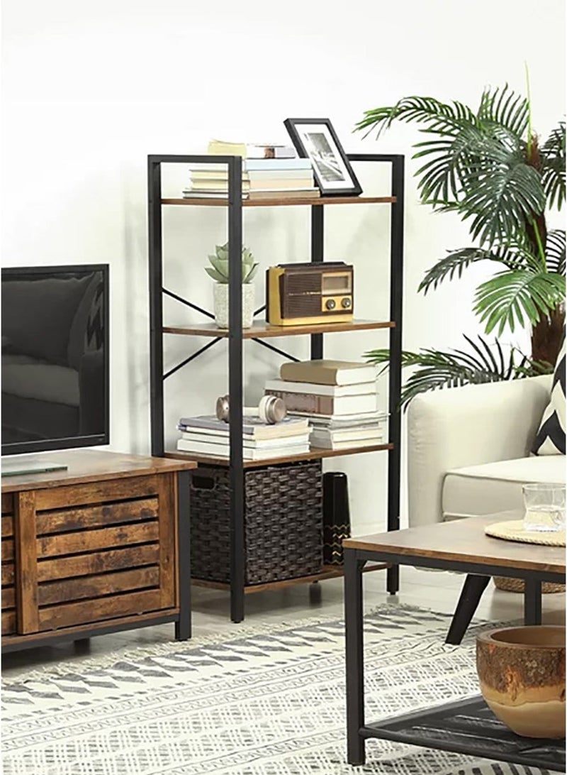 AnneFish 4 Tier Bookshelf Standing Shelving Kitchen Bakers Rack Open Display Rack Storage Shelves with Cupboard Organizer Bookcase Microwave Oven Stand for Living Room And Kitchen Brown 60x30x114cm - Image 4